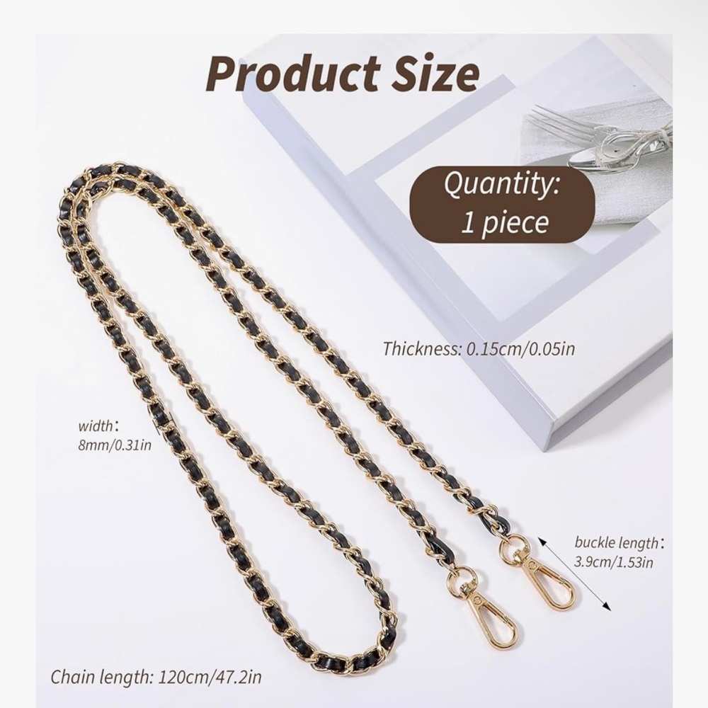🆕 47 inch Leather Chain Straps for Women, Purse Chain Strap - Picture 2 of 8